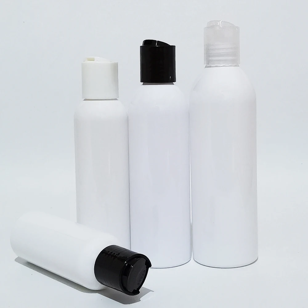 

1pcs 100ml 150ml 200ml 250ml White Bottle With Disc Cap PET Shampoo Liquid Soap Plastic Container Travel Bottle Press Screw Lid