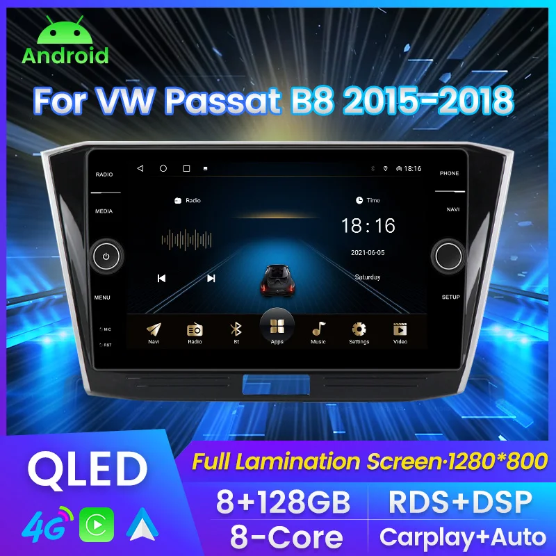

1280*800 4G Android Car Radio For VW/Volkswagen Passat B8 2015-2018 GPS CANBUS Carplay Octa Core RAM 8GB ROM 128G RDS No 2din