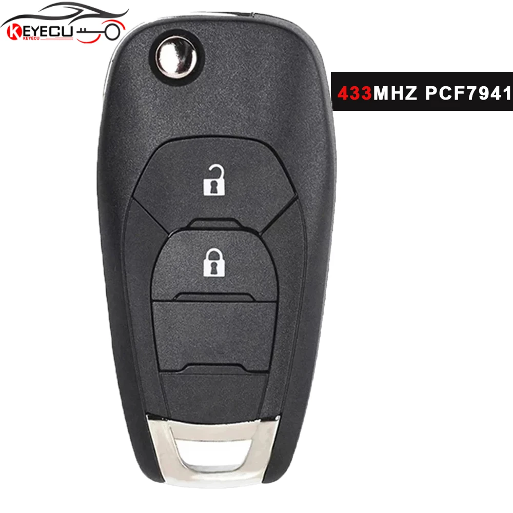 

KEYECU 433MHZ PCF7941 ID46 Chip Flip 2 Button Ignition Remote Key for Holden Colorado RG 2017+ Astra BK 09/2016 +