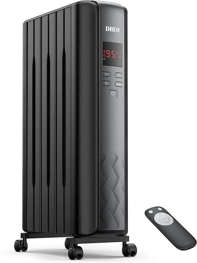 

Dreo Radiator heater, upgraded 1500W electric, remote control, 4-mode, overheat and tip over protection