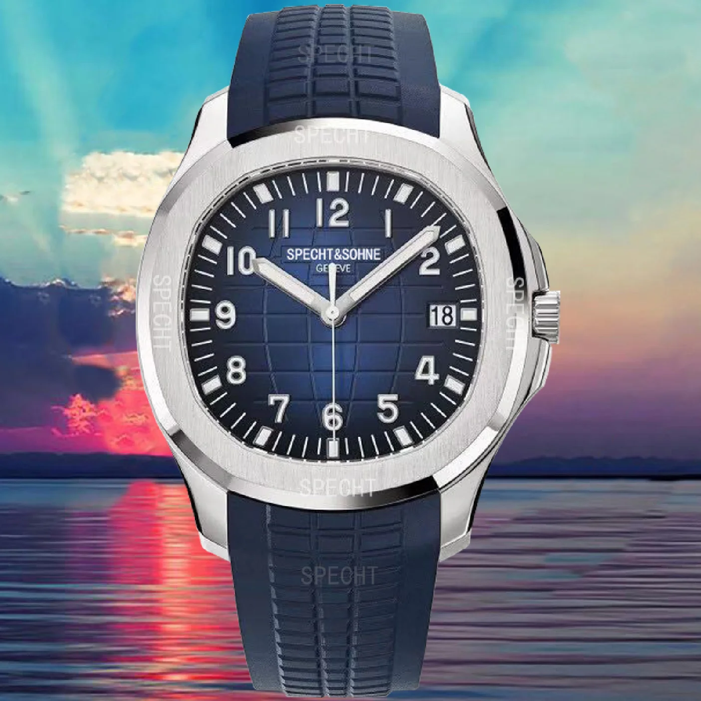 

New Fashion Business Design Men's Watch Watch Tourbillon Date Waterproof Automatic Mechanical Watches Blue Rubber Strap For Men