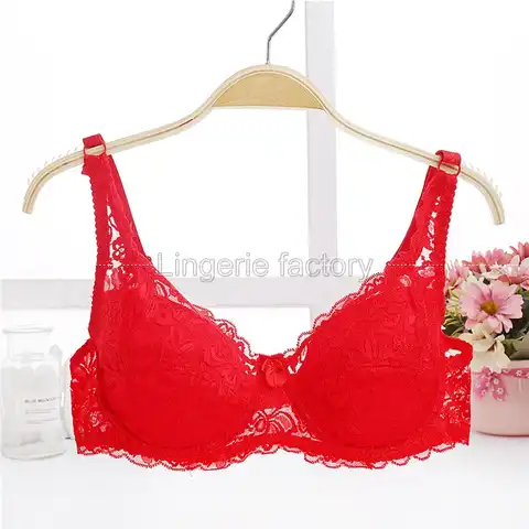 Thin Cup  underwear small bra plus size wire adjustable lace Women's bra breast cover B C D cup Large size Lace Bras