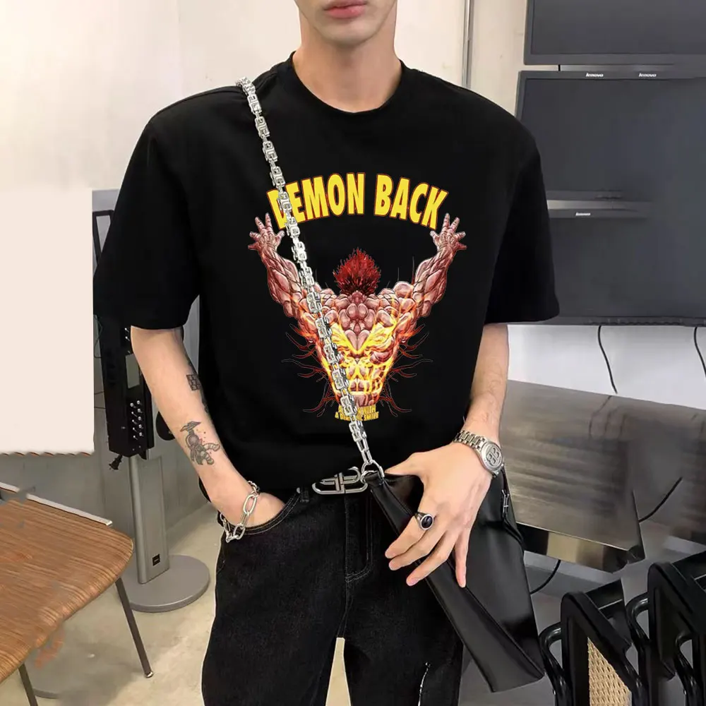 

Anime Baki Demon Back Graphic Print T Shirt Vintage Mens Harajuku T-shirts Short Sleeve Men Women Japanese Manga Crewneck Tshirt