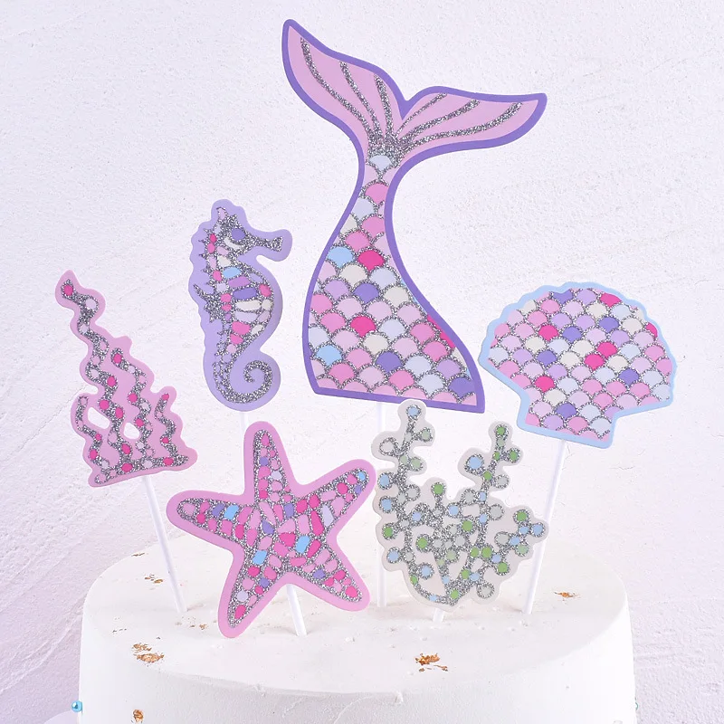 

1Set Mermaid Party Cake Decor Supplies Adorable Glitter Mermaid Tail Cupcake Topper For Birthday Baby Shower Mermaid Theme Party