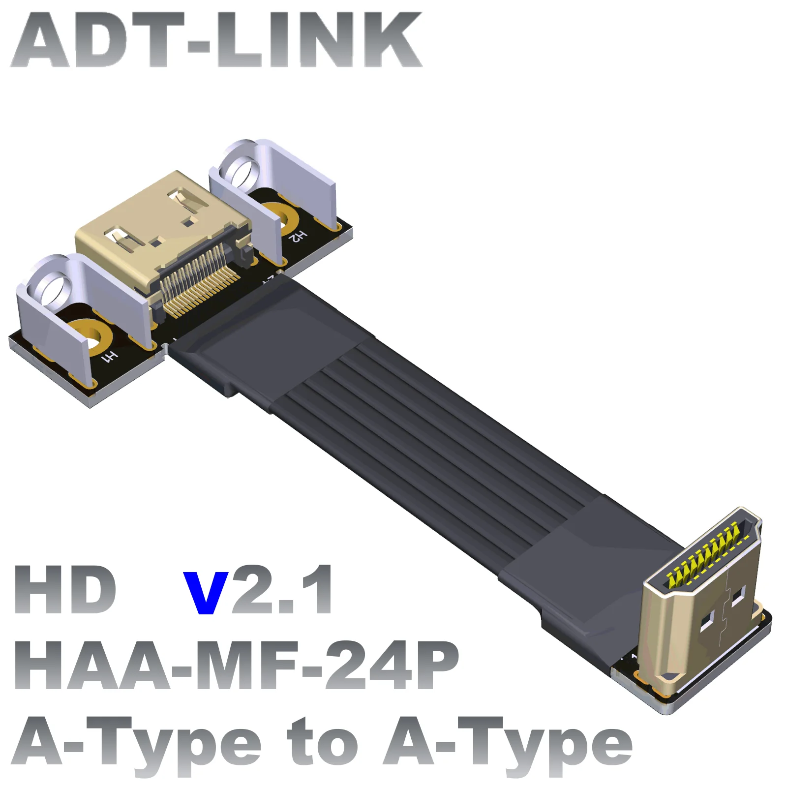 

ADT A-Type HD2.1 Male to Female Built-in Flat Ribbon Video Extension Cable 2K/240hz 4K/144Hz FPC FPV GPU V2.1/2.0 Audio Extender
