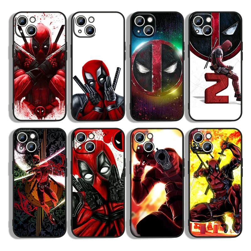 

Marvel Hero Deadpool For iPhone 13 12 mini 11 XS Pro Max XR X 8 7 6S 6 Plus 5 5S SE 2020 Black Phone Case Cover Capa