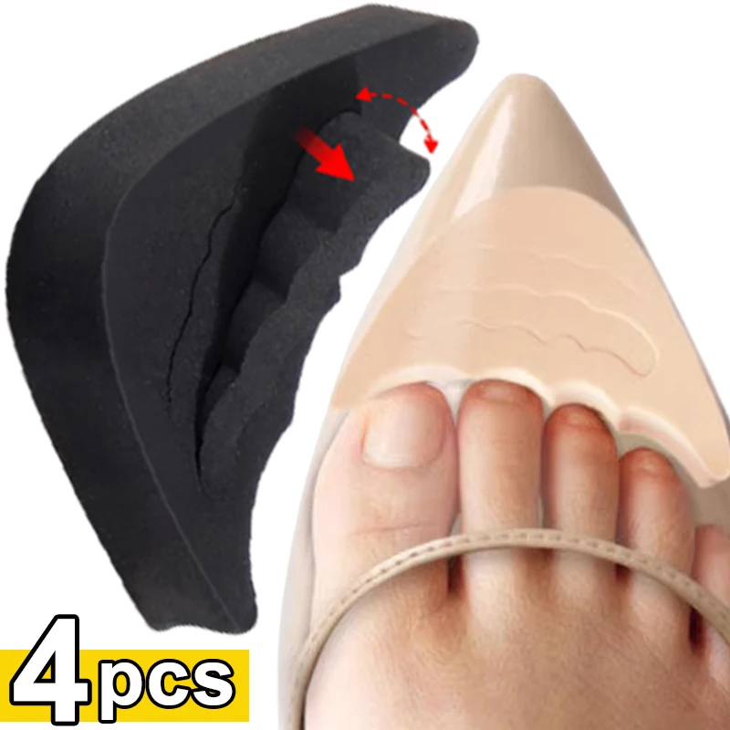 2/4pcs Women High Heel Toe Plug Insert Shoe Big Shoes Toe Front Filler Cushion Pain Relief Protector Adjustment Shoe Accessories