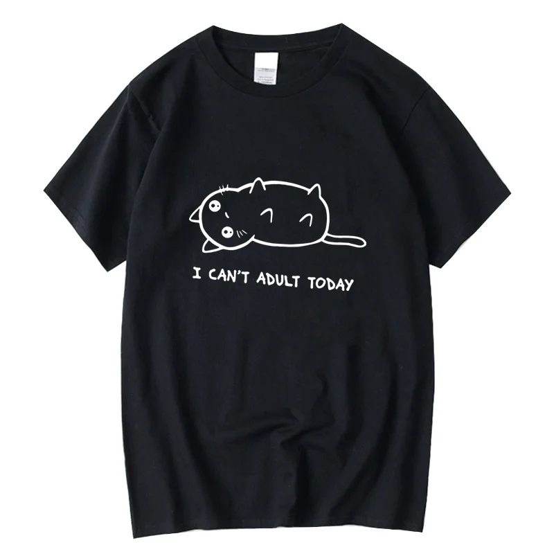 

Men's high quality T-shirts 100% cotton Funny lazy cat print Short sleeve loose Casual o-neck men t-shirt tee male shirts tops