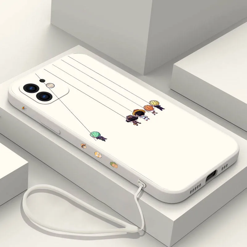 

Anime One Piece Monkey Phone Case For iPhone 14 13 12 11 Pro Max Mini X XR XS MAX SE 2020 8 7 Plus With Lanyard Silicone Cover