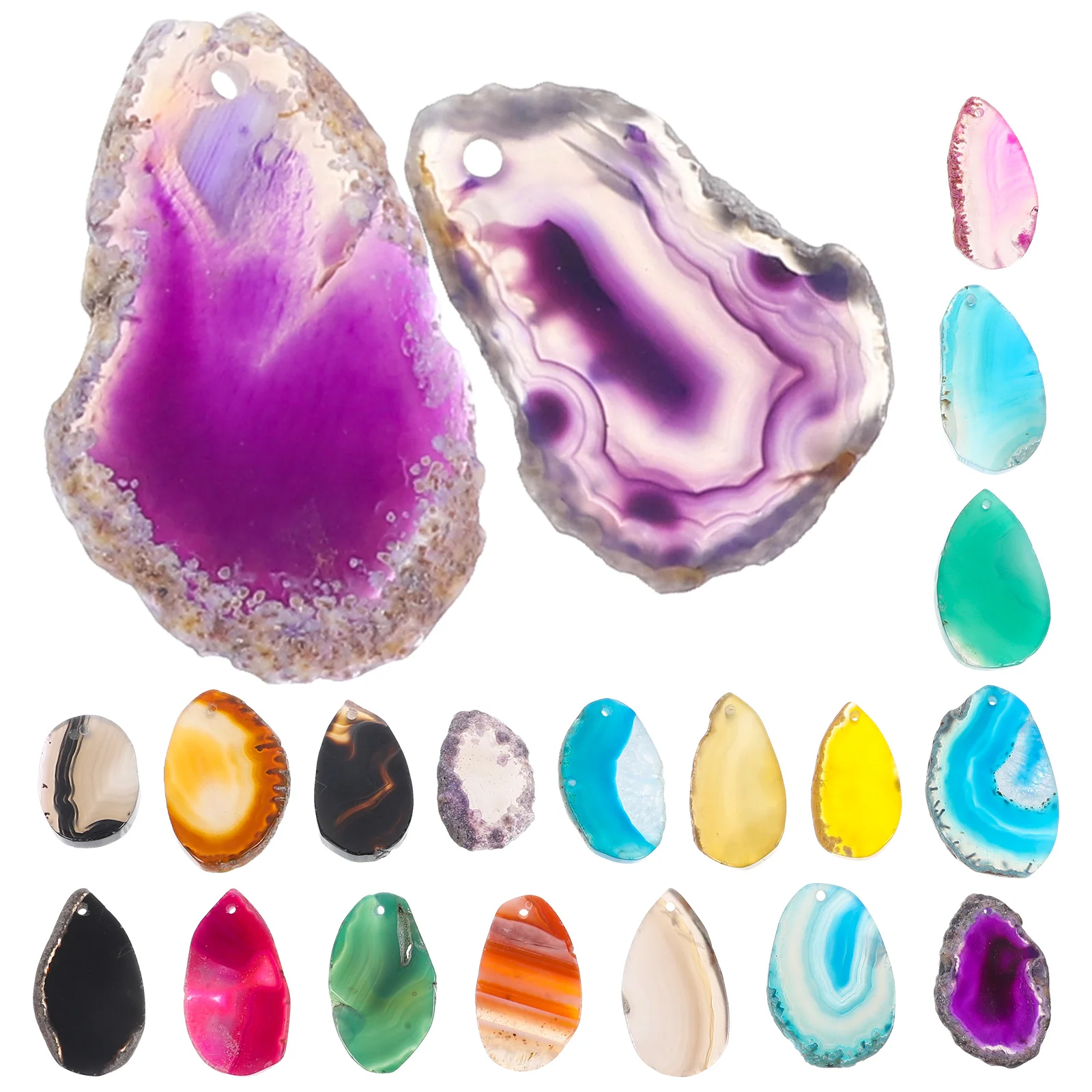 

20 Pcs Necklace Agate Pendants Earring Charms Stone DIY Slices Wind Bell Ornament