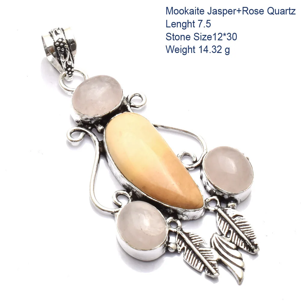 Подвеска из настоящих далматинских яшм, опалов с дендритами, изумрудов, пренитов, лабрадоритов, родонитов, эдулитов и к2, на серебре и меди.