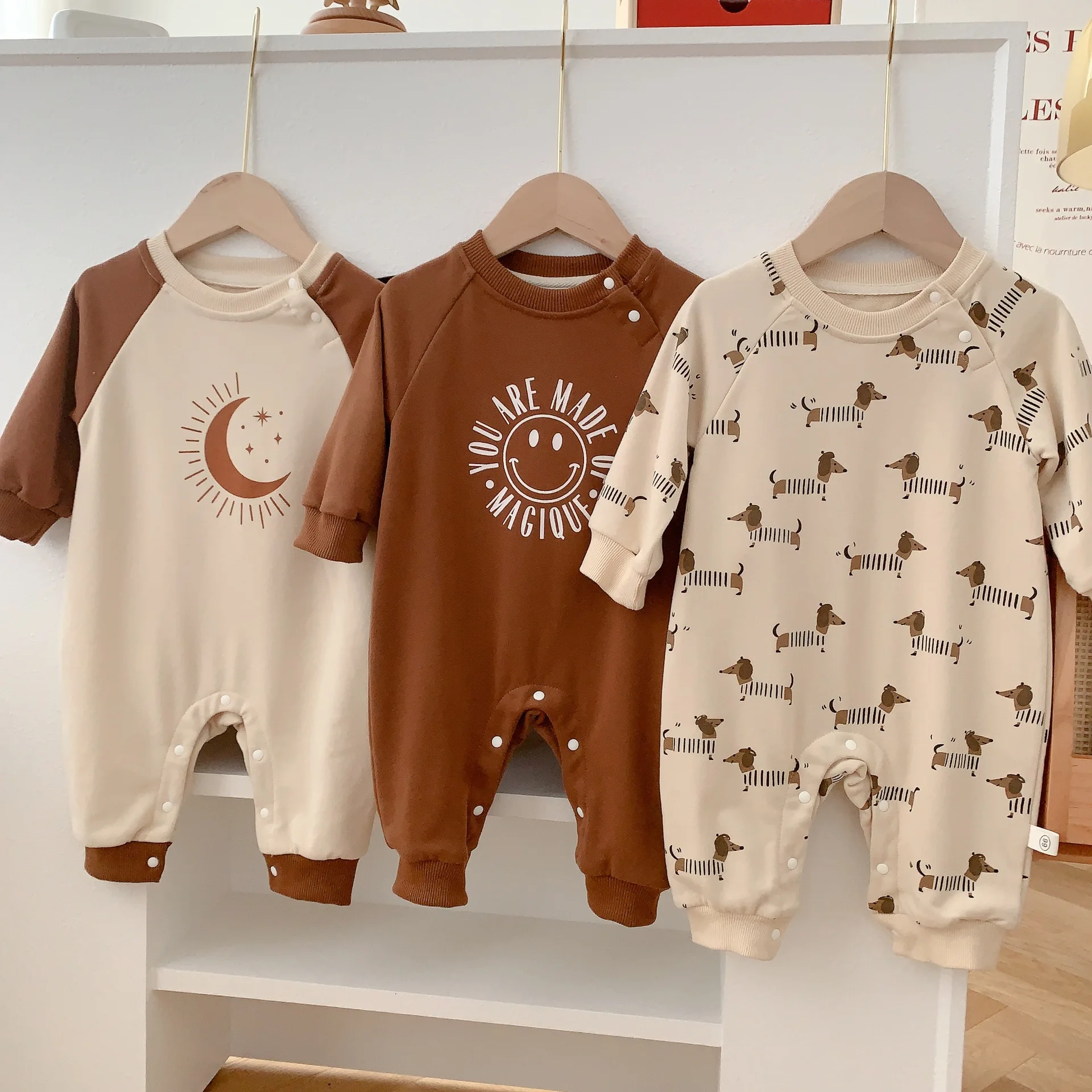 

Комбинезон из органического хлопка для маленьких мальчиков и девочек, комбинезон с длинным рукавом, наряды, одежда, 0-24 месяца