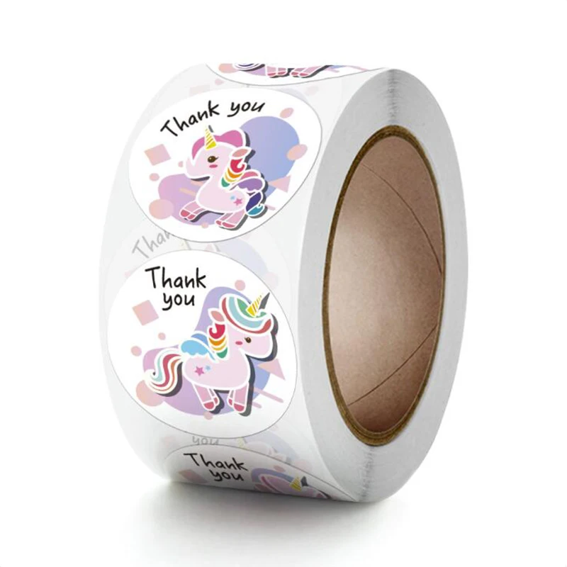 

100PCS Kawaii Watercolor Unicorn Praise Sticky Sticker Aesthetic Thank You Labels Sealing Stationery Decorative Child Scrapbook