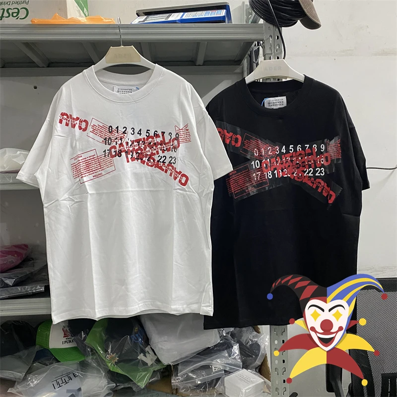 

2023ss MM6 Margiela T-Shirt Men Women Red Adhesive Print T Shirt Top Tee Short Sleeve