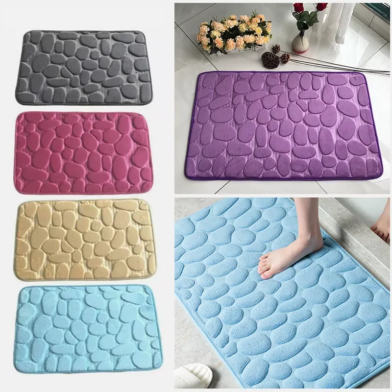 

Bathroom Mat Non-slip Pebble Carpets Absorbent Lavatory Bedroom Floor Toilet Memory Foam Washable Rug Bathroom Decor Mat