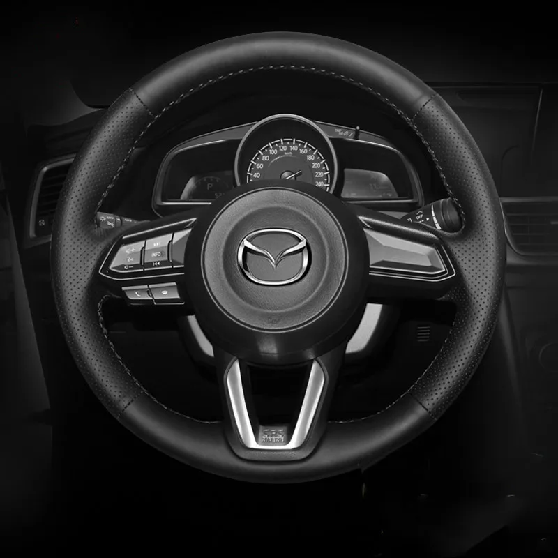 

DIY Hand-Stitch Suede Leather Car Steering Wheel Cover for Mazda 3/6 CX-4 CX-5 Atenza Interior Auto Accessories