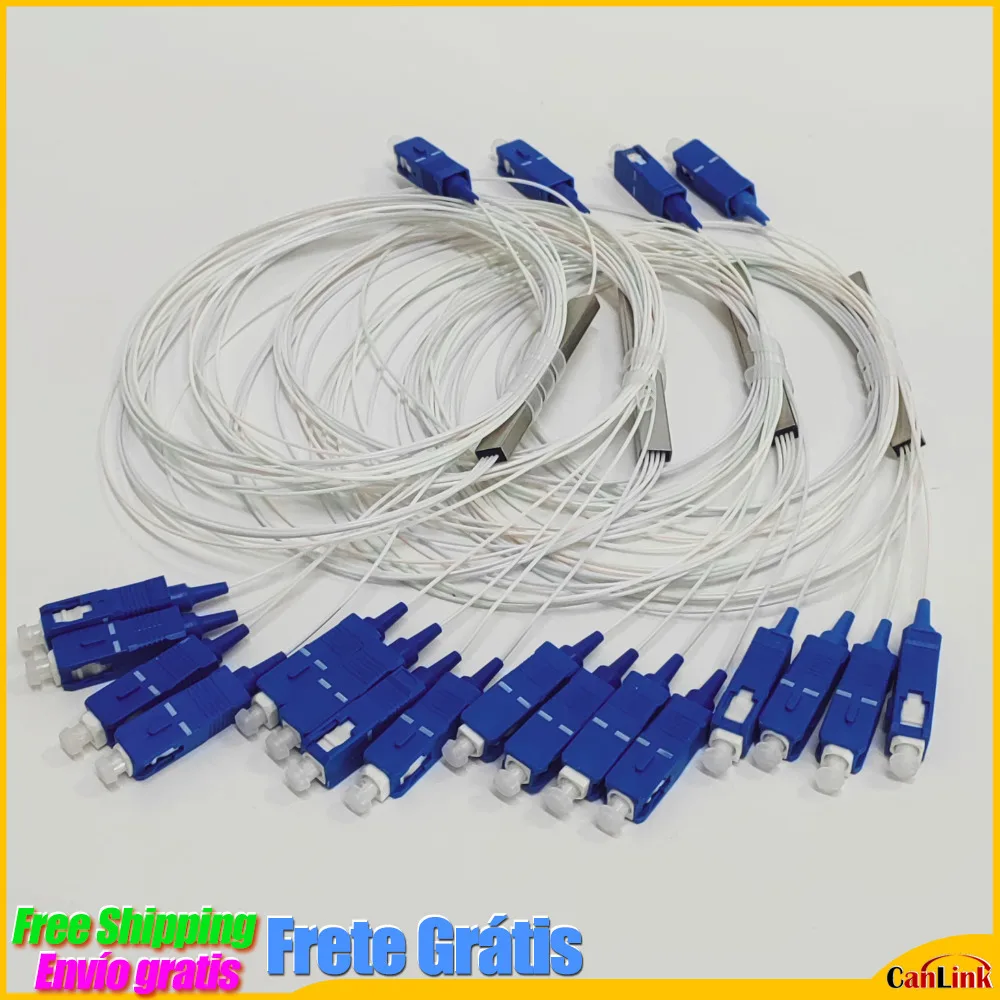 Высококачественный волоконно-оптический сплиттер FTTH 1 м, 2 шт./партия 1X2 1X4 1X8 1X16 1X32 1X64 PLC SC/UPC SM 0,9 мм G657A1 PVC 1 м