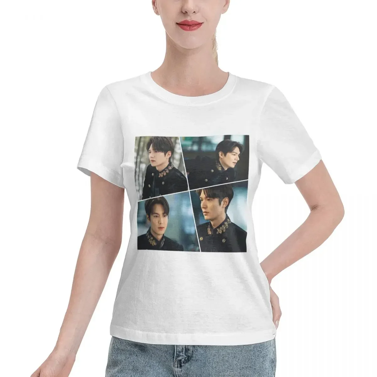 Фото Футболка Lee Min Ho The King Handsome Collage, женская футболка с короткими рукавами, уличная одежда с круглым вырезом, хлопковые летние футболки, уличная одежда №1