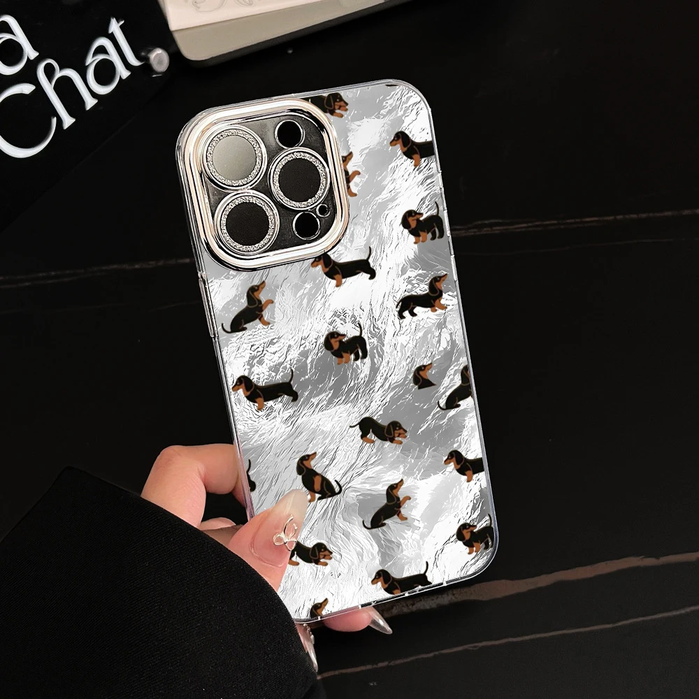 Фото Забавный чехол с собачками на весь экран для iPhone 16 13 15 14 Pro Max, чехол для телефона 17 15 12 14 11 XS Plus с гальваническим покрытием линз, противоударный чехол-футляр №1