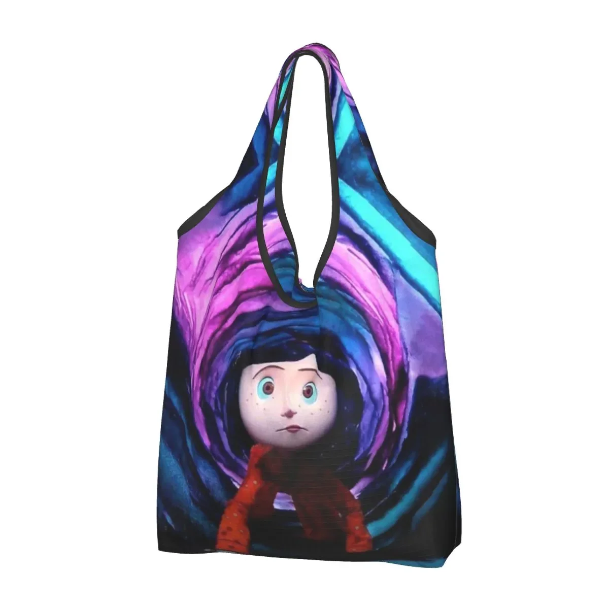 

Забавная Хэллоуин, Ужасный фильм, сумка-тоут для покупок Coraline, Портативная сумка через плечо для покупки продуктов