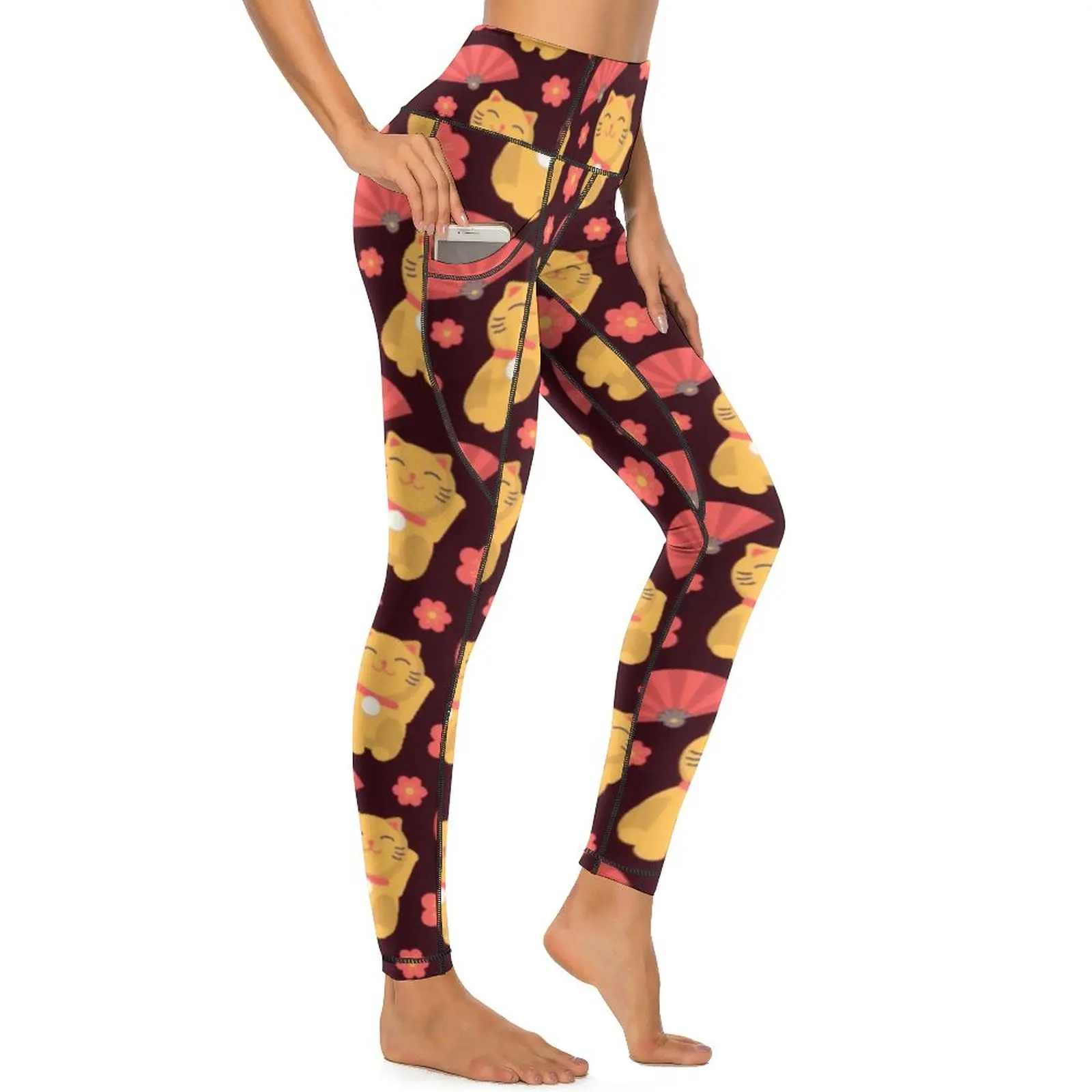 

Japanese Anime Leggings Cute Cats Print Running Yoga Pants Women Push Up Funny Leggins Sexy Elastic Sports Tights Large Size 2XL