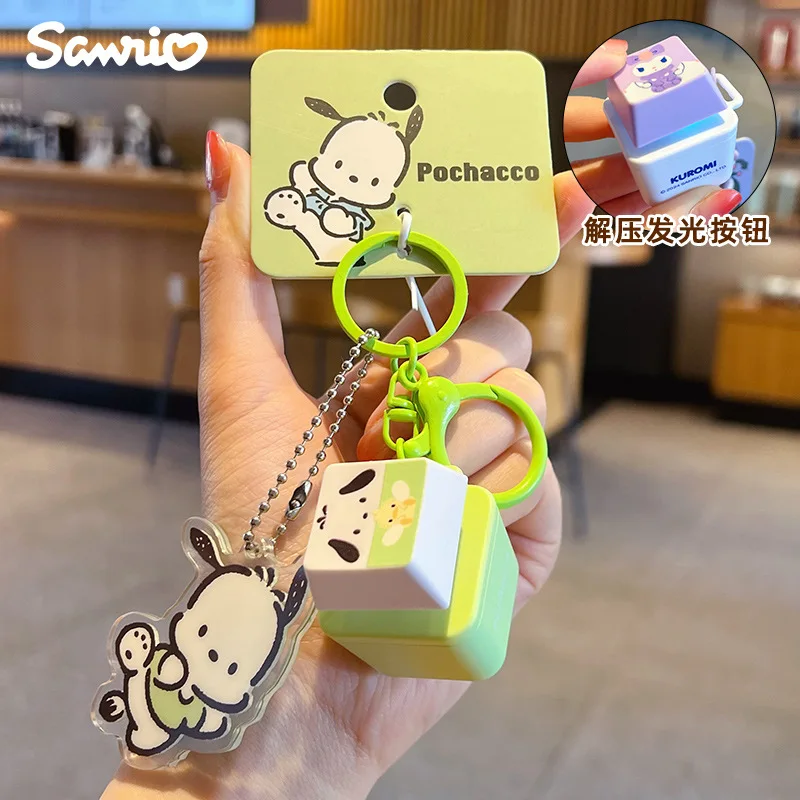 Фото Плюшевый брелок Sanrio: мультяшная кошка КТ, антистресс, светящаяся и звуковая игрушка, подвеска для сумки №5