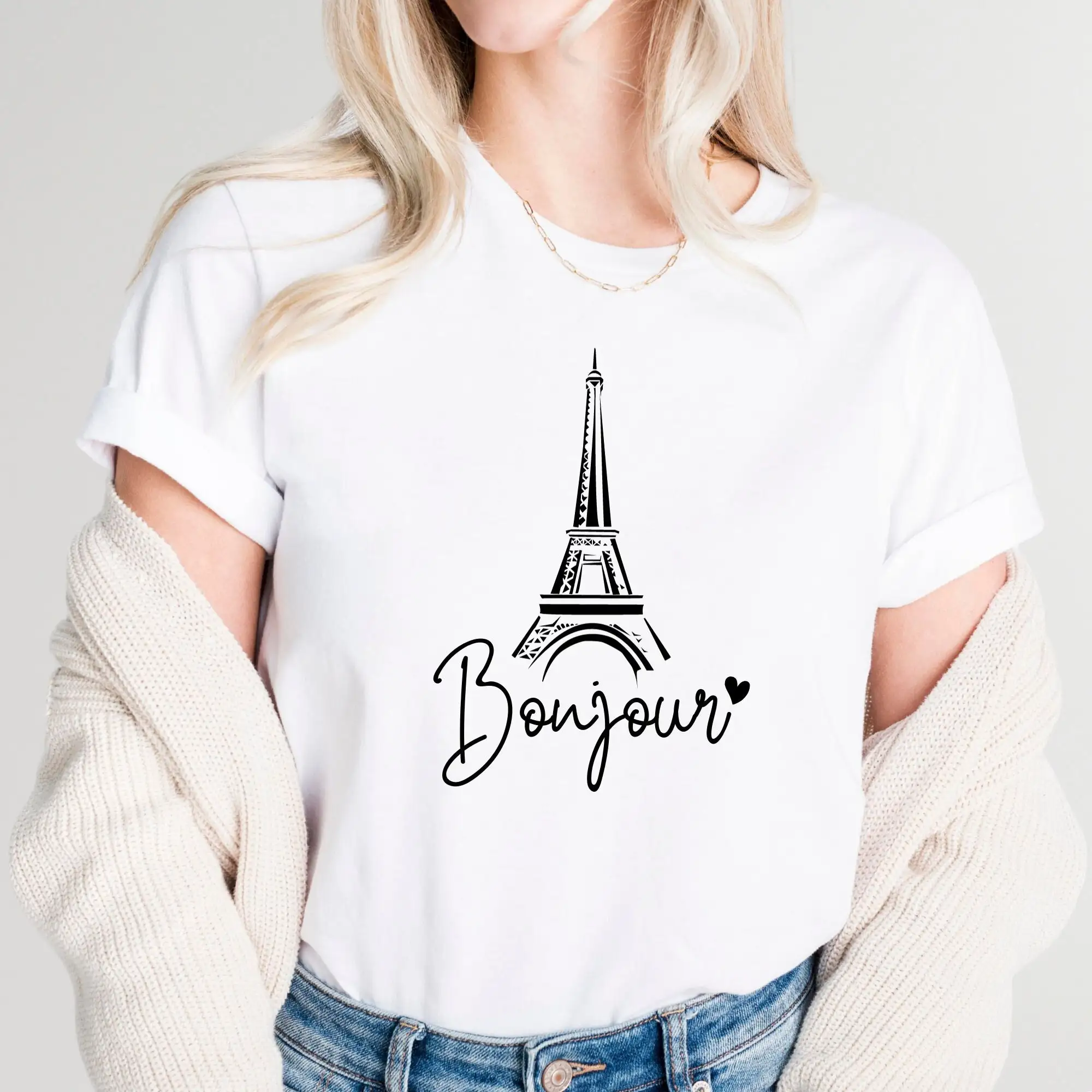 Футболка Bonjour Paris s Travel Тема Эйфелевой башни для влюбленных в Европе
