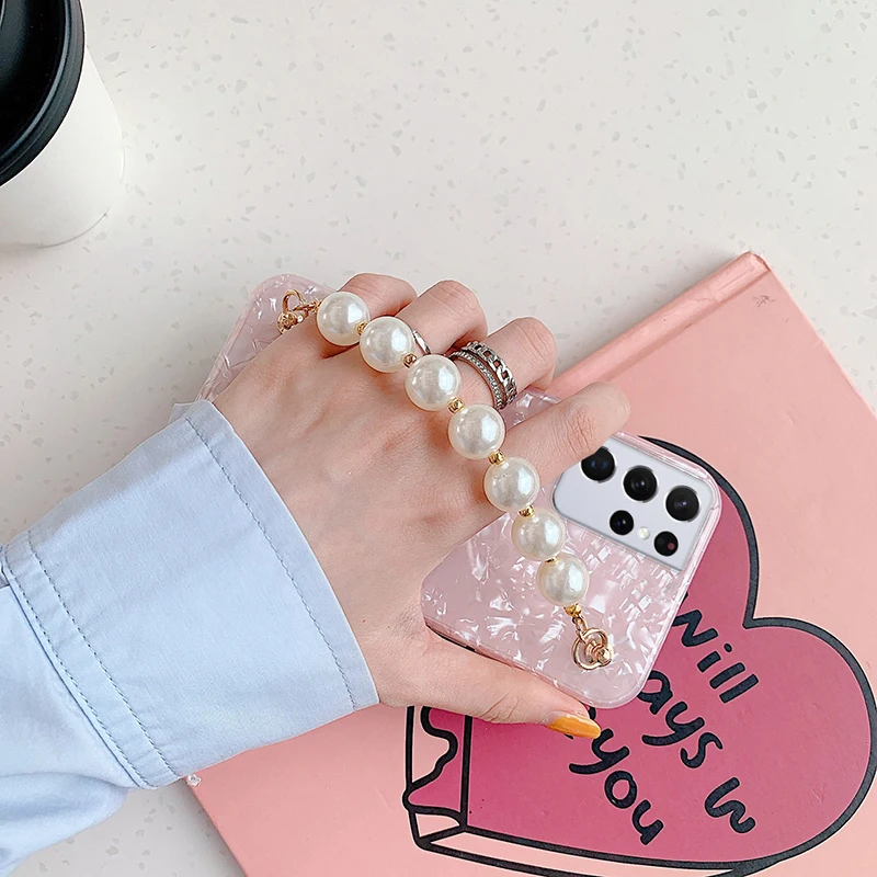 For Samsung S22 Case Pattern Pearl Bracelet Case For Samsung Galaxy S22 S20 FE S10 S9 S8 Plus Note 20 20Ultra A32 A51 A21S A13