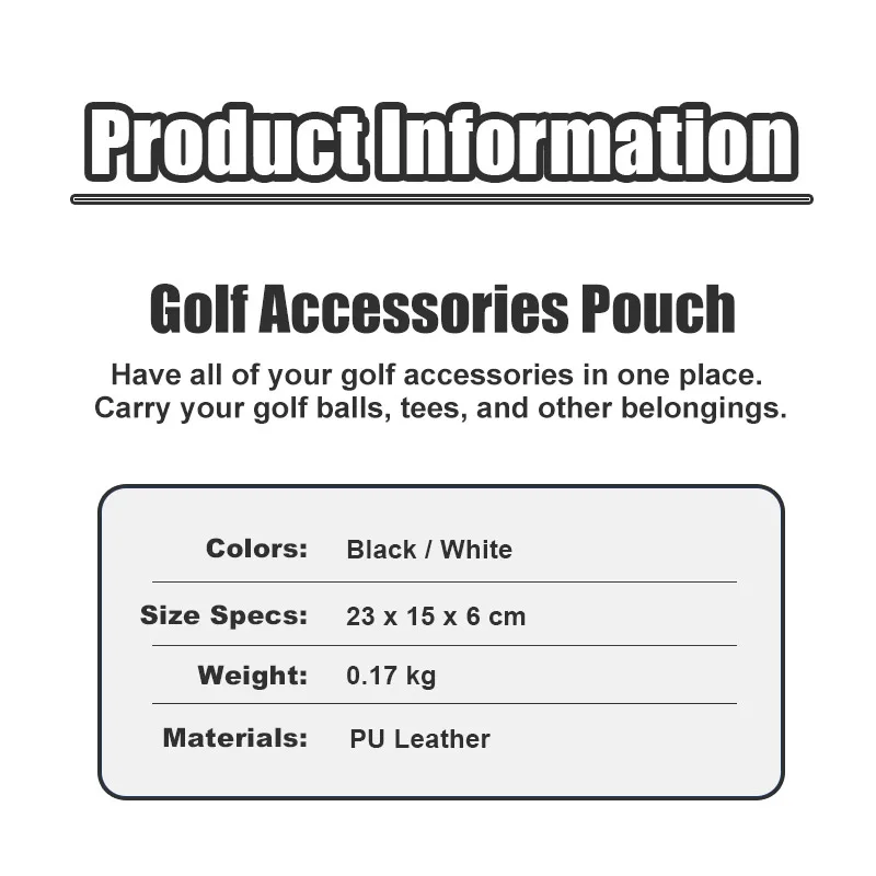 PLAYEAGLE 2022 Unisex Golf Handbag PU Material Zipper Mini  Valuables Cell Phone Pouch Makeup Cosmetic Bag for Men Women