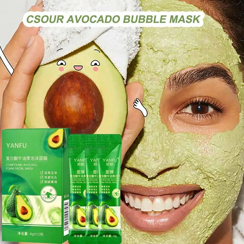 

Bubble Clay Face Mask for Deep Pore Cleansing Pure Avocado Bubble Mud Hydrating Moisturizing Korean Facial Mask Skin Care