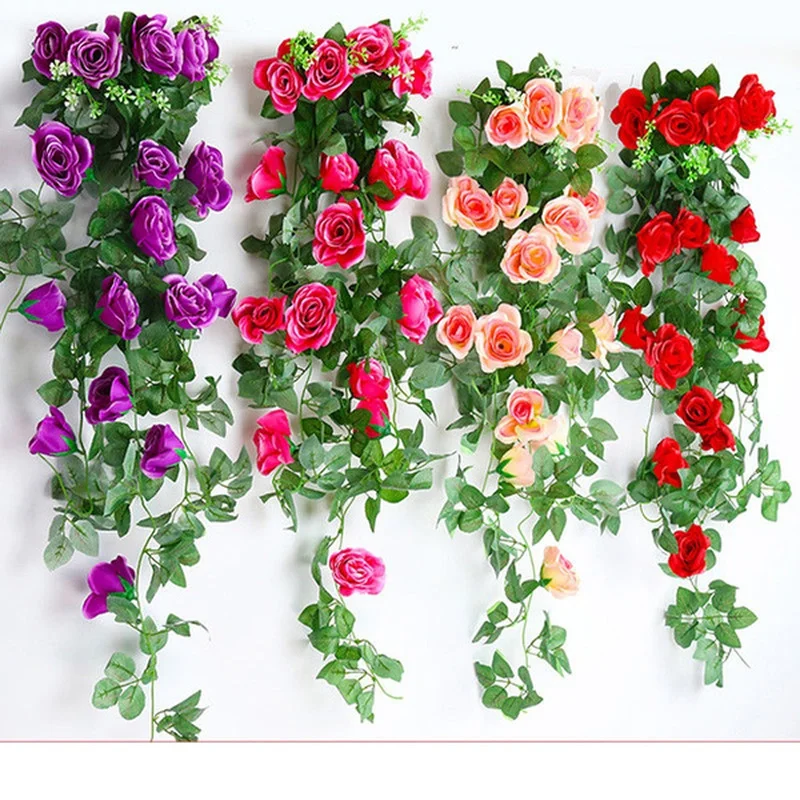 

200/95cm Bouquet Artificial Flower Vine Decoration Wall Hanging Rose Flowers Plant Home Wedding Decor Wreath DIY Hanging Garland