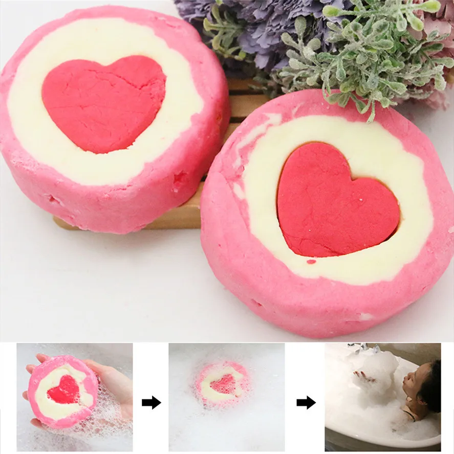 

Rose Scented Bath Salt Ball Heart-Shaped Bubble Bath Essential Oil Bath Supplies Body Skin Care Moisturizing Bath Accessories