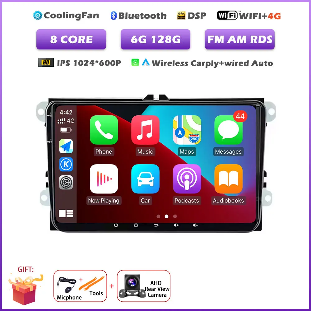 

Android 15 Auto 9 "для VW Golf 5 6 Passat Polo Touran Tiguan Caddy EOS Беспроводная автомобильная стереосистема Carplay GPS NAVI WIFI RDS FM BT инструменты