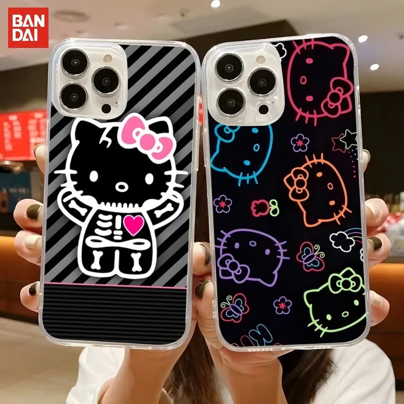 

BANDAI Trendy Hello Kitty Phone Case For Iphone 13 11 12 Pro Max Mini 6 6s 7 8 Plus X XR XS XSMax SE2020 Transparent Funda