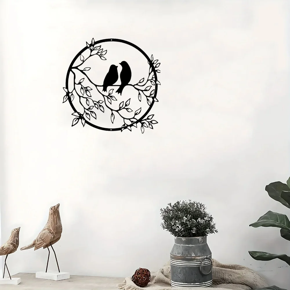 Вдохновляющий Металлический Настенный Рисунок Птицы На Ветке 1 Шт. Декоративный
