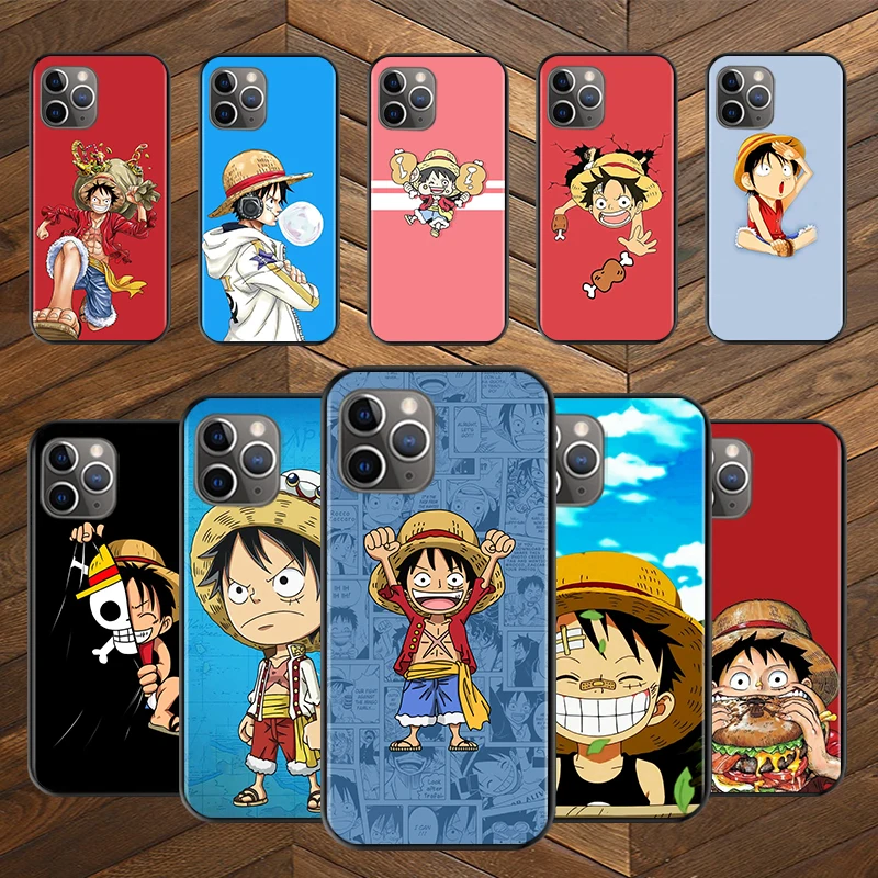 

Anime One piece Cartoon For iPhone 12 Pro Max Mini 11 Pro XS Max X XR 6S 6 7 8 Plus 5S Soft Black Phone Case