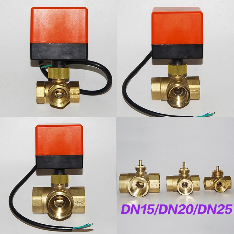 

Electric actuator valve ,AC220V DC24V DC12V Electric Ball Valve, 3 wires 3 control ,Switch type electric three-way valves