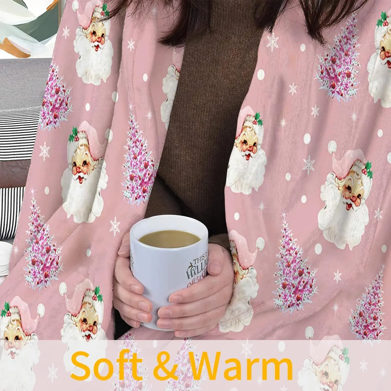 JOOCAR Manta de Navidad розовый модный пап Noel Feliz Año Nuevo acogedora suave ligera franela