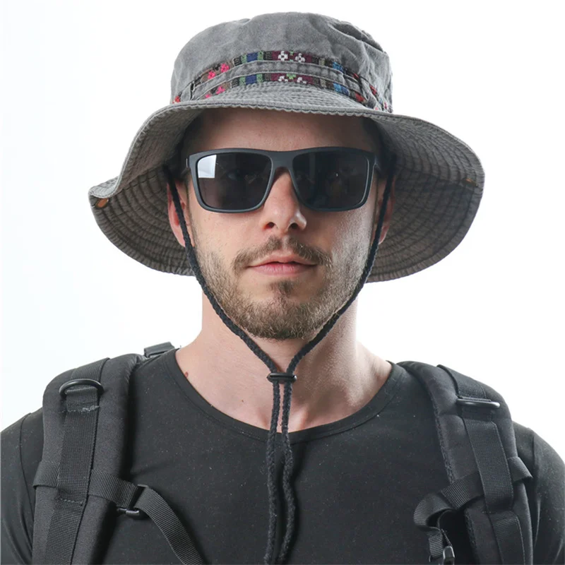 

UV Protection Sun Hats For Women Men Fishing Hiking Bucket Hat Ribbon Design Outdoor Beach Cap