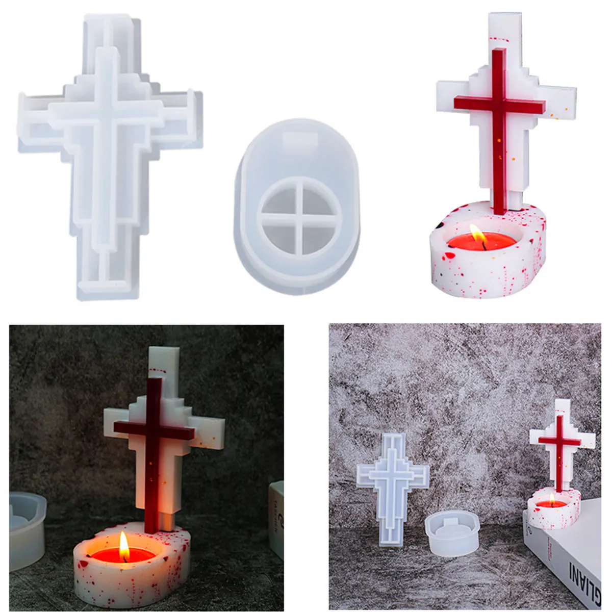 

Candle Mold 3D Cross Silicone Mold For Epoxy Resin Mold DIY Candles Making Clay Plaster Craft Casting Mould Home Decor Party