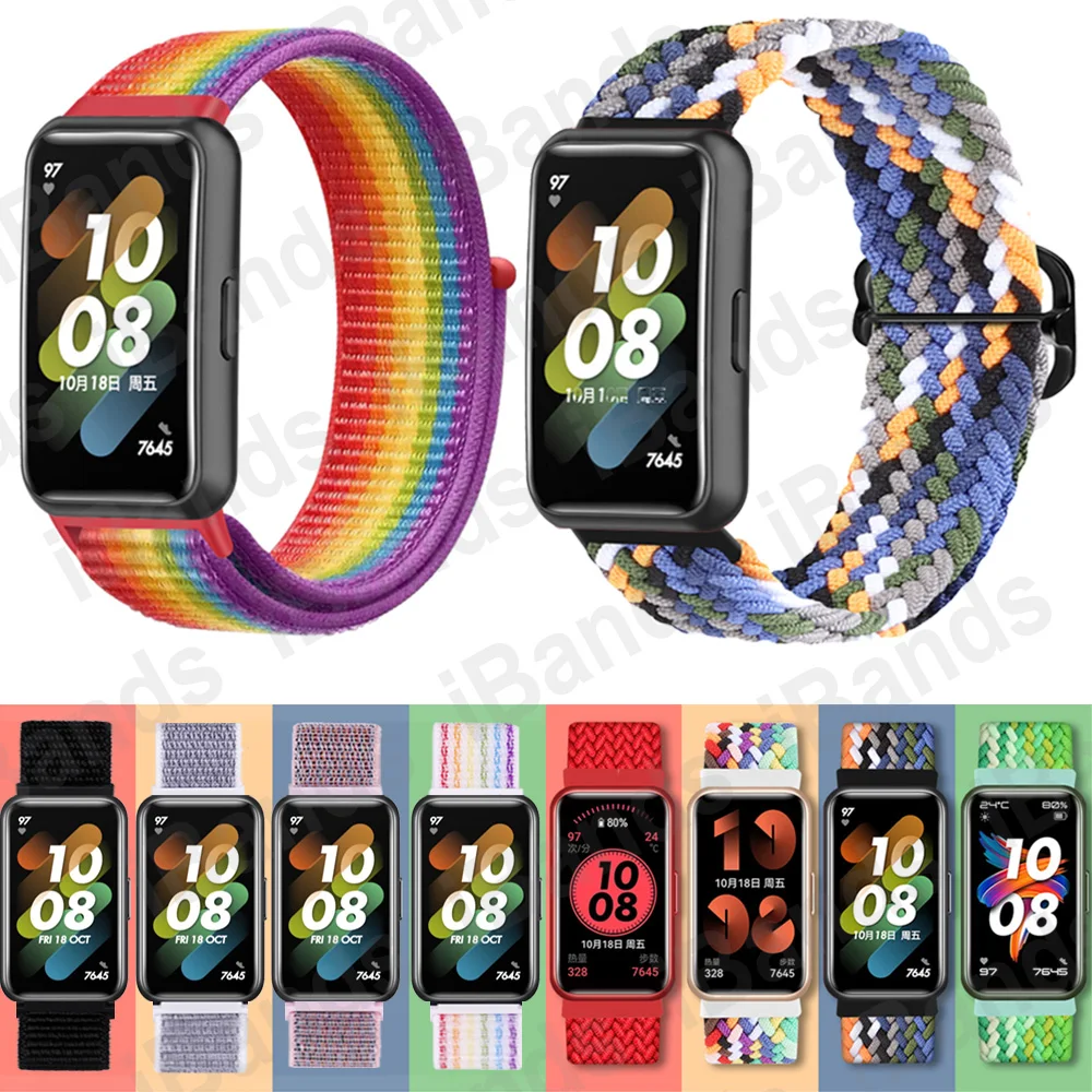 

Нейлоновый ремешок на липучке для Huawei Band 7, эластичный ремешок, спортивный браслет, аксессуары для запястья