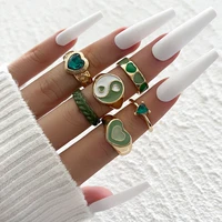 vintage trendy personality love rings set for women fashion geometric flower heart knuckle finger ring combination jewelry gifts