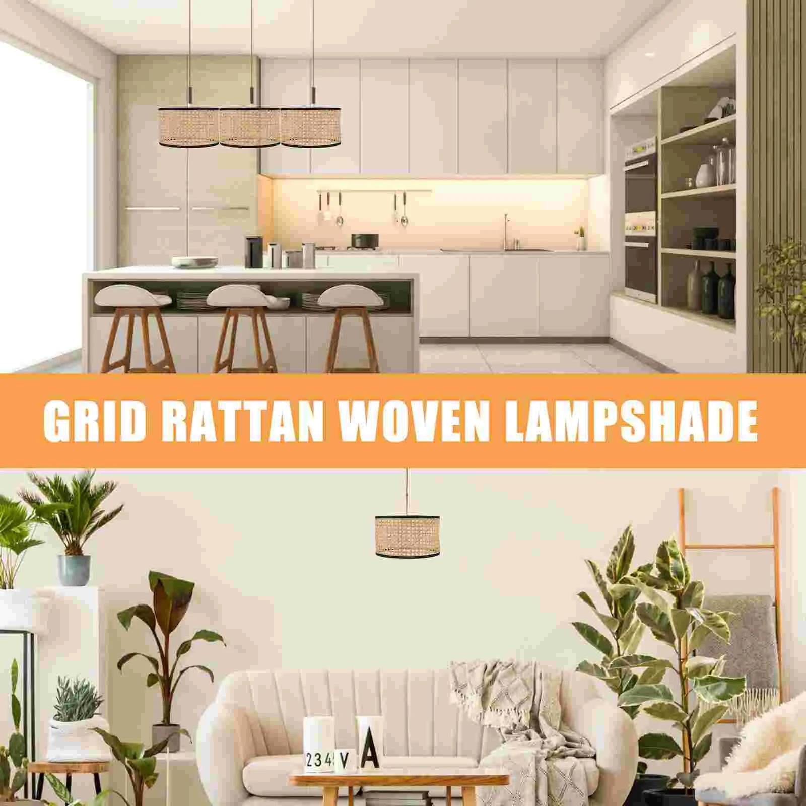 

Rattan Lamp Shade Woven Chandelier Lamp Shade Replacement Clip On Bulb Pendant Light Covers for Table Wall Floor 14cm Lampshade