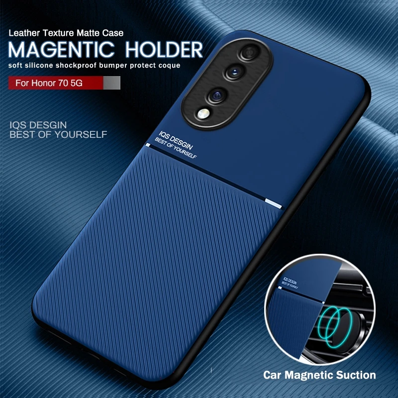 

Matte Leather Texture Magnetic Coque For Honor 70 Case Soft Frame Shcokproof Fundas On Onor Honer Honar 70 Honor70 5G 2022 6.67"
