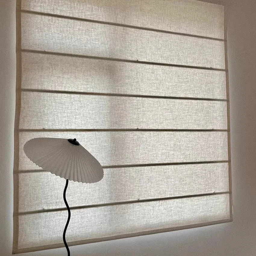 Современные плоские римские жалюзи на заказ оконные шторы из хлопчатобумажной