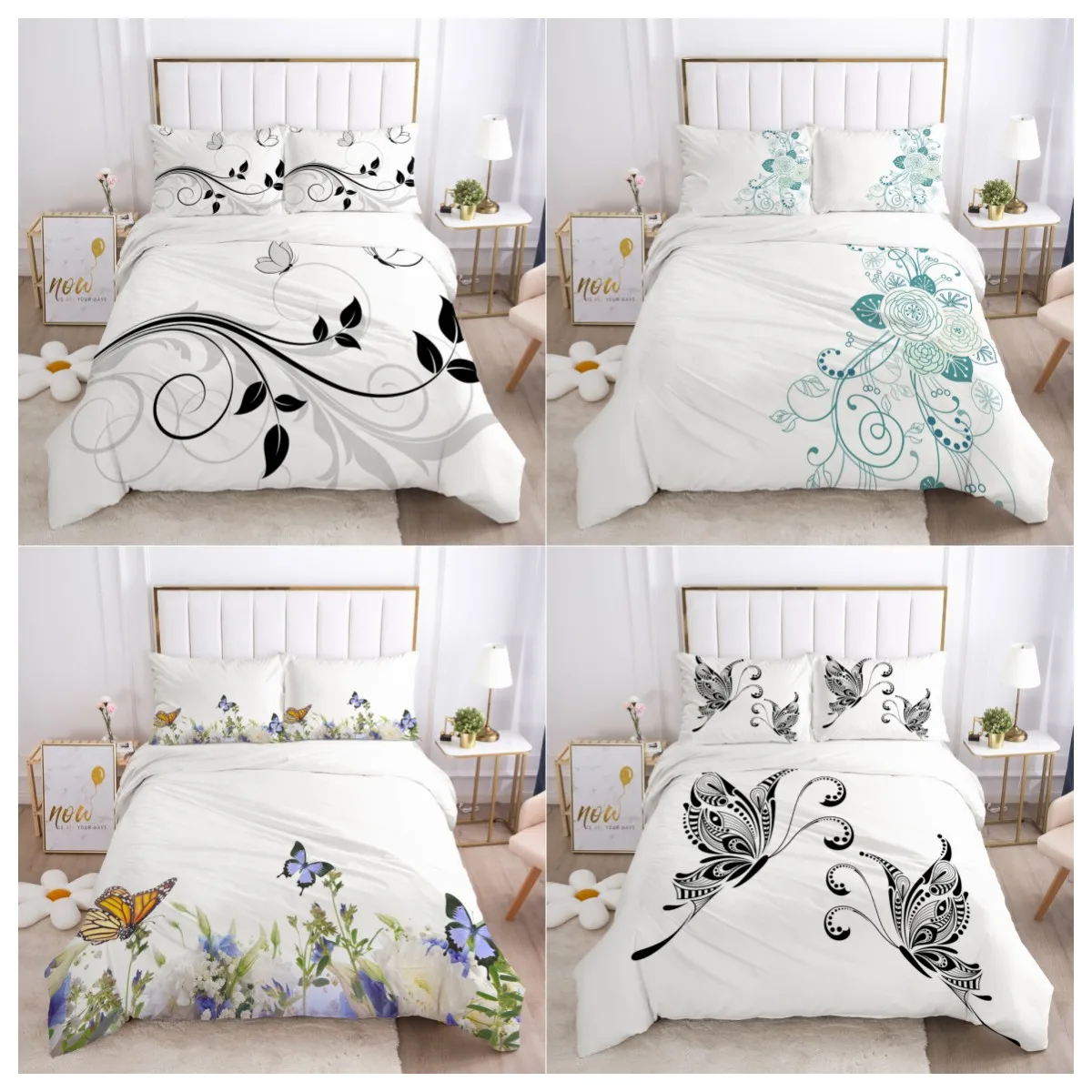 

3pcs Bedding Set Duvet Cover Pillowcases Comforter/Quilt/Blanket Cover Luxury 3D HD Quality Printed Reactive Queen Single Leaf