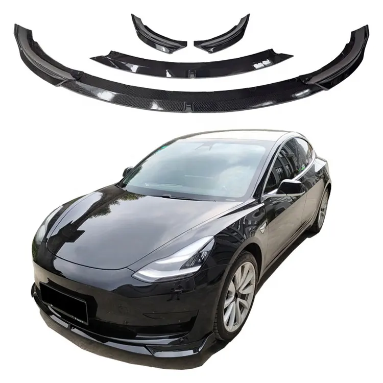 

3Pcs 3 Colors Car Front Bumper Lip Deflector Lips Body Kit Spoiler Splitter Diffuser Protector Guard For Tesla Model 3 Segmented