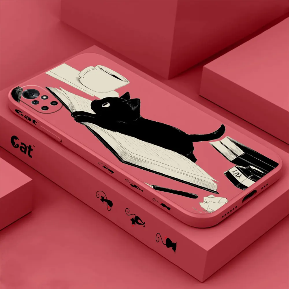 

Funny Cute Black Cat Animal Phone Case For Huawei Nova 10 10SE 9SE 8 8SE 7 7SE 6 6SE 5 5I 4 3 3I 2 2S Pro 5G Cover Funda Cqoue