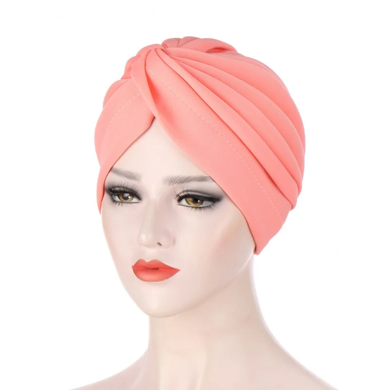

European and American Fashion India Solid Color Twist Space Cotton Hand Sewing Muslim Hooded Cap Cap Toe Cap in Stock