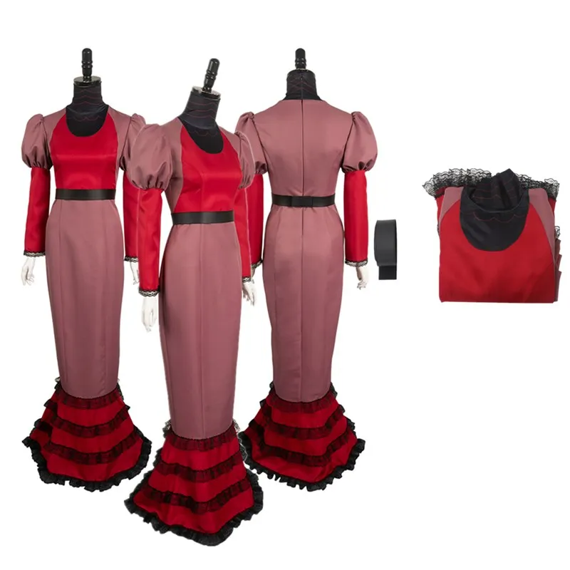 Мультфильм Фэнтези Рози Косплей Костюм Аниме Взрослые Женщины Платье Пояс